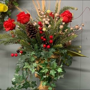 Beautiful handmade Red and Gold Floral arrangement